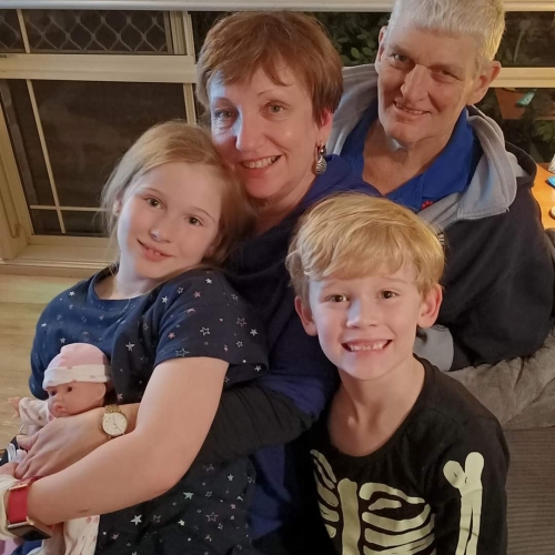 John a recipient and his grandchildren and wife