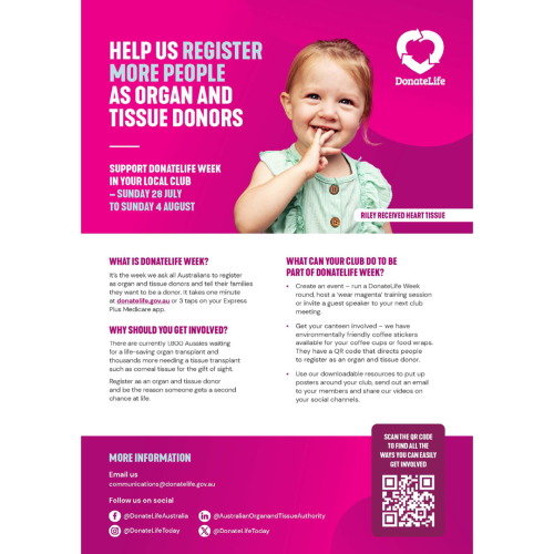 DonateLife Week flyer for community groups