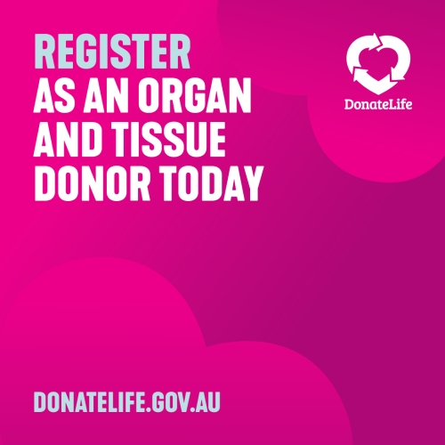 Social media tile - register as an organ and tissue donor today