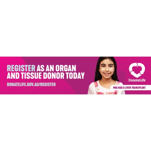 Register today digital banner - Mia had a liver transplant