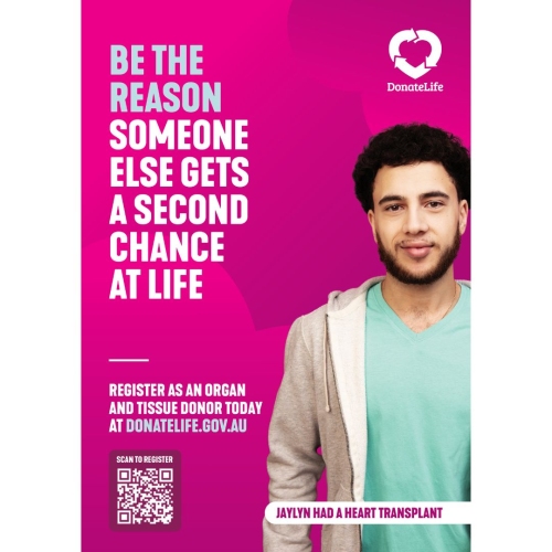poster featuring heart recipient - Jaylyn had a heart transplant